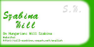 szabina will business card